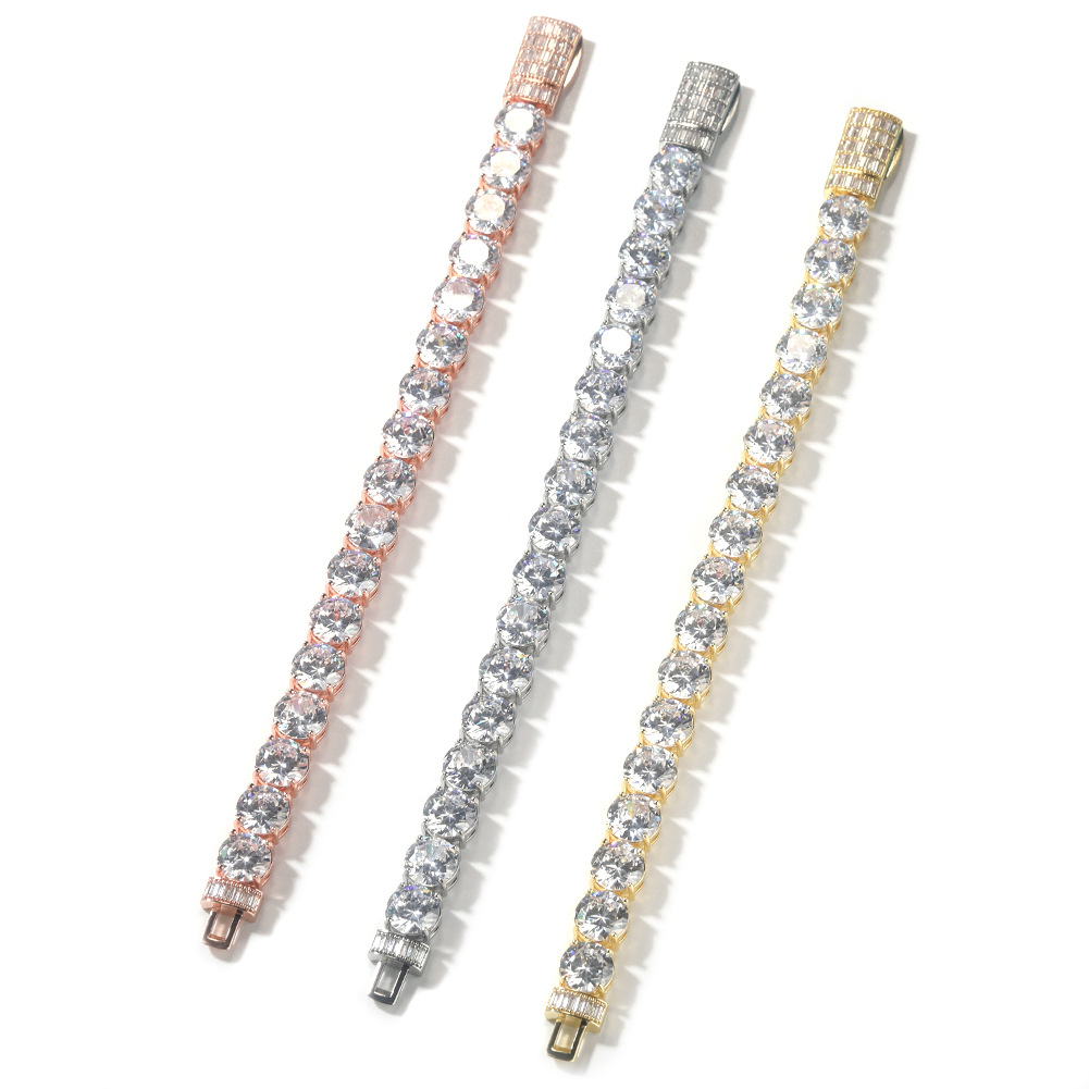 10mm Hip Hop Tennis Chain Bracelets Real Gold Plated 5A Round Zircons 18k Gold Plated Jewelry - view 8