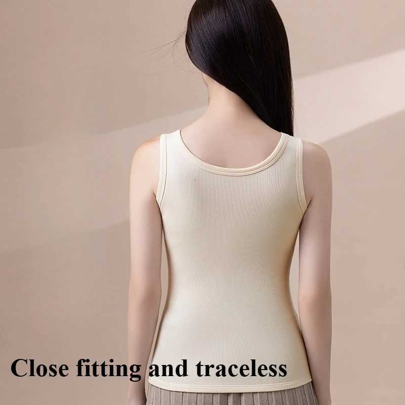 Winter Woman Thermal Underwear Winter Pockets Thermo Lingerie Warm Top Plus Size Wear Thermo Vest Undershirt No Chest CushionT251020