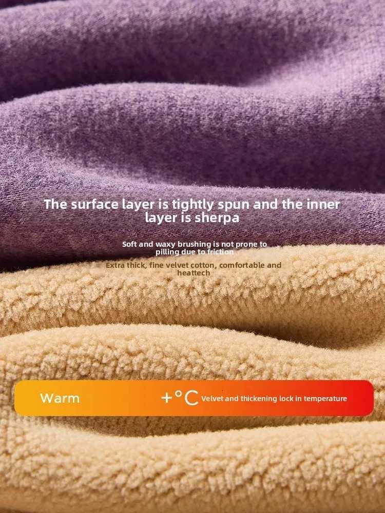 Womens Thermal Underwear Set with Fleece Lining Thickened Winter Base Layer Cashmere Top and BottomT251020