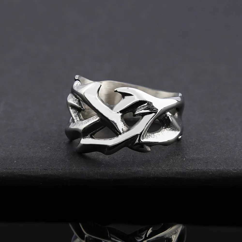 Fashion Simple Hollow Crown Of Thorns Ring Popular Stainless Steel Charm Rings for Men Women Punk Rock Jewelry Gift J251020
