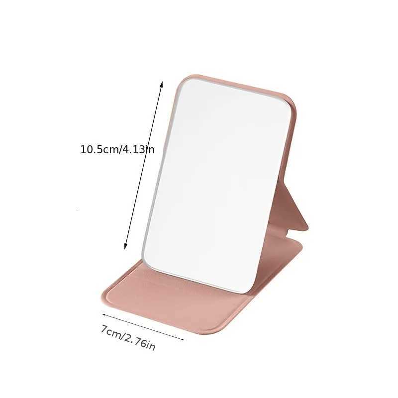 1pc Elegant Folding Mini Makeup Mirror with PU Stand Portable Glass Cosmetic Mirror Hand Washable for Dorm and Desktop Use C2510201