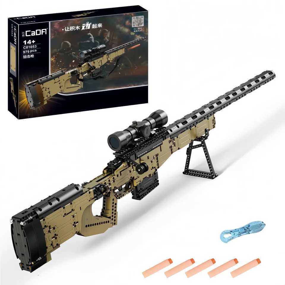 Cada 979Pcs Ci Technical Police Military Weapon M Sniper Rifle Building Blocks ModelWW2 STEM Educational Toys Kids GiftsXJ251020