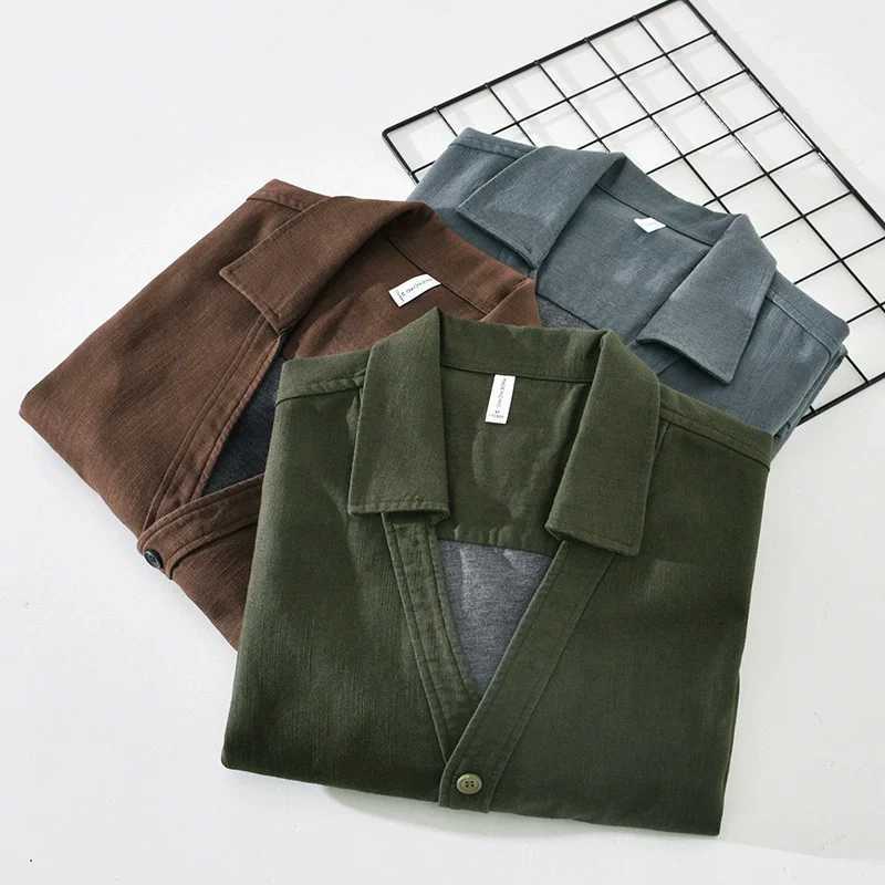 Autumn Vintage Cotton Linen Loose Comfort Jackets for Men Seagull Collar Sense of Layering Streetwear Men Tops 2025 New J251117