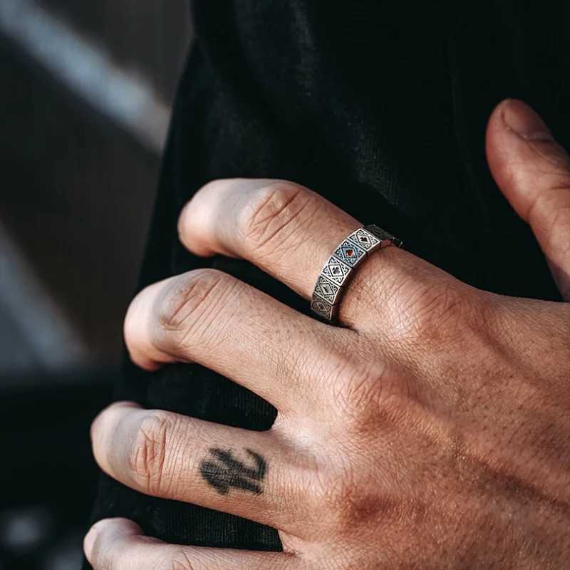 Buyee 925 Sterling Silver Female Male Ring Finger Elegant Crystal Poker Open Ring for Women Men Fashion Fine Jewelry Circle J251020