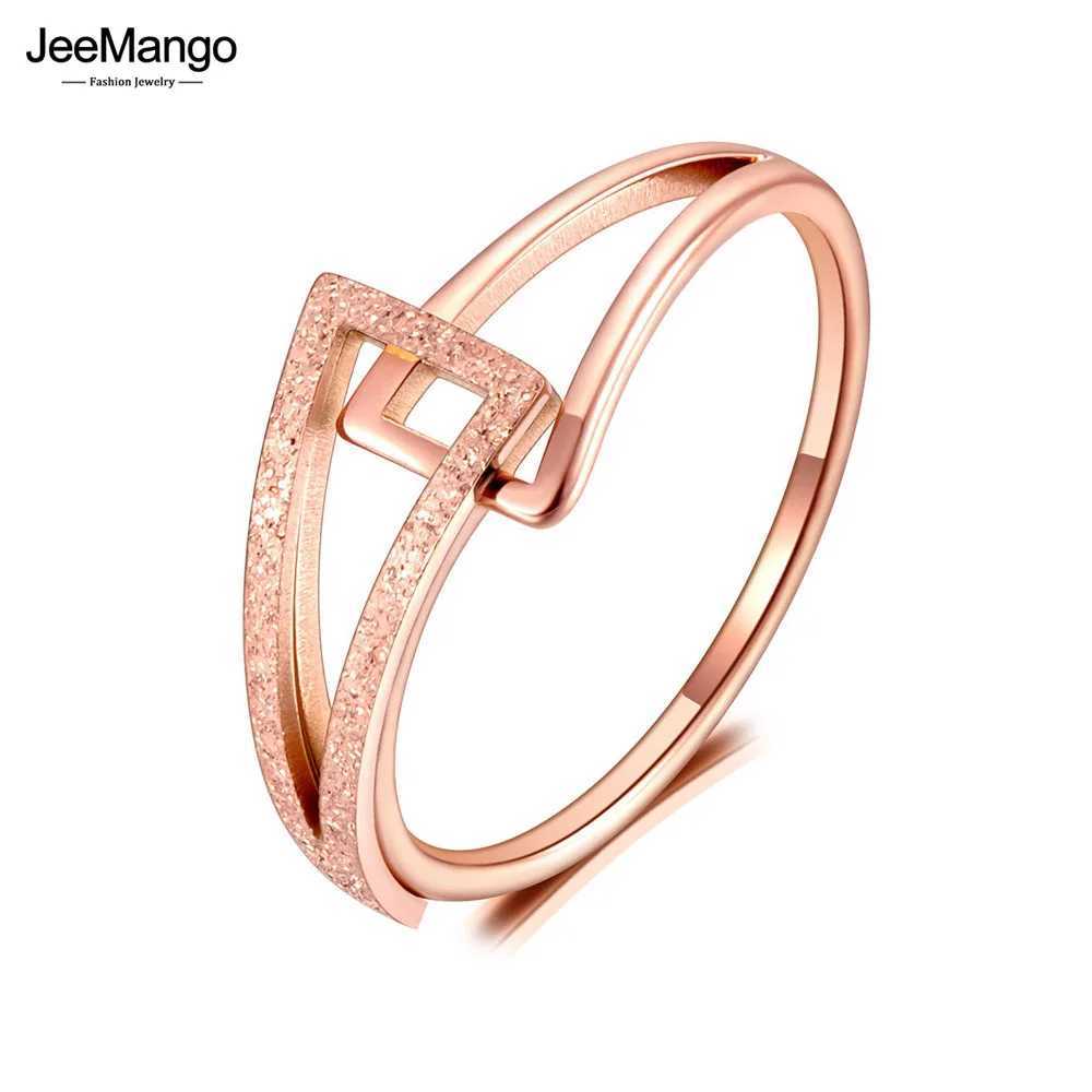 JeeMango Design Titanium Stainless Steel Geometric Party Rings Rose Gold Color Bohemia Beach Ring Jewelry For Women JR20084 J251020