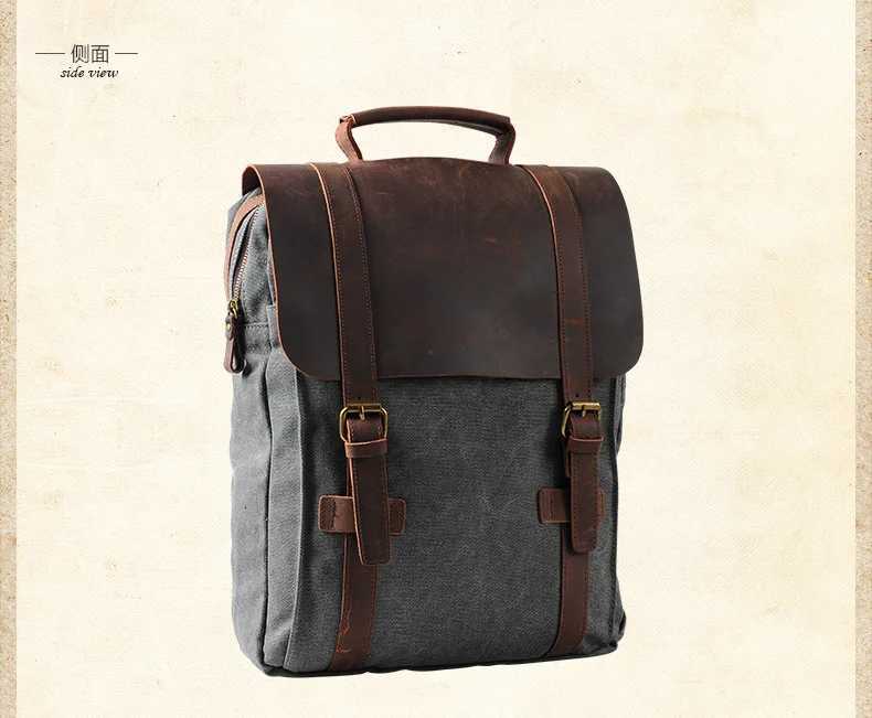 Fashion Male Backpack Leather military Canvas backpack Men backpack women school backpack school bag bagpack rucksack mochilaW251020