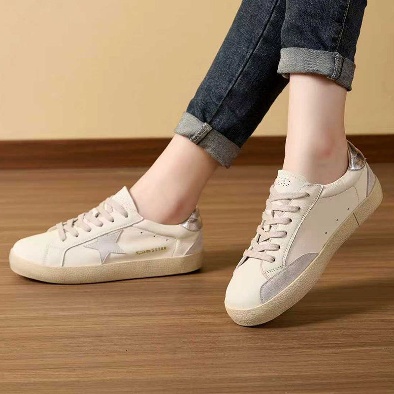 Korean version of old star small dirty shoes women's four seasons versatile leather Agande training shoes running casual white shoes2025