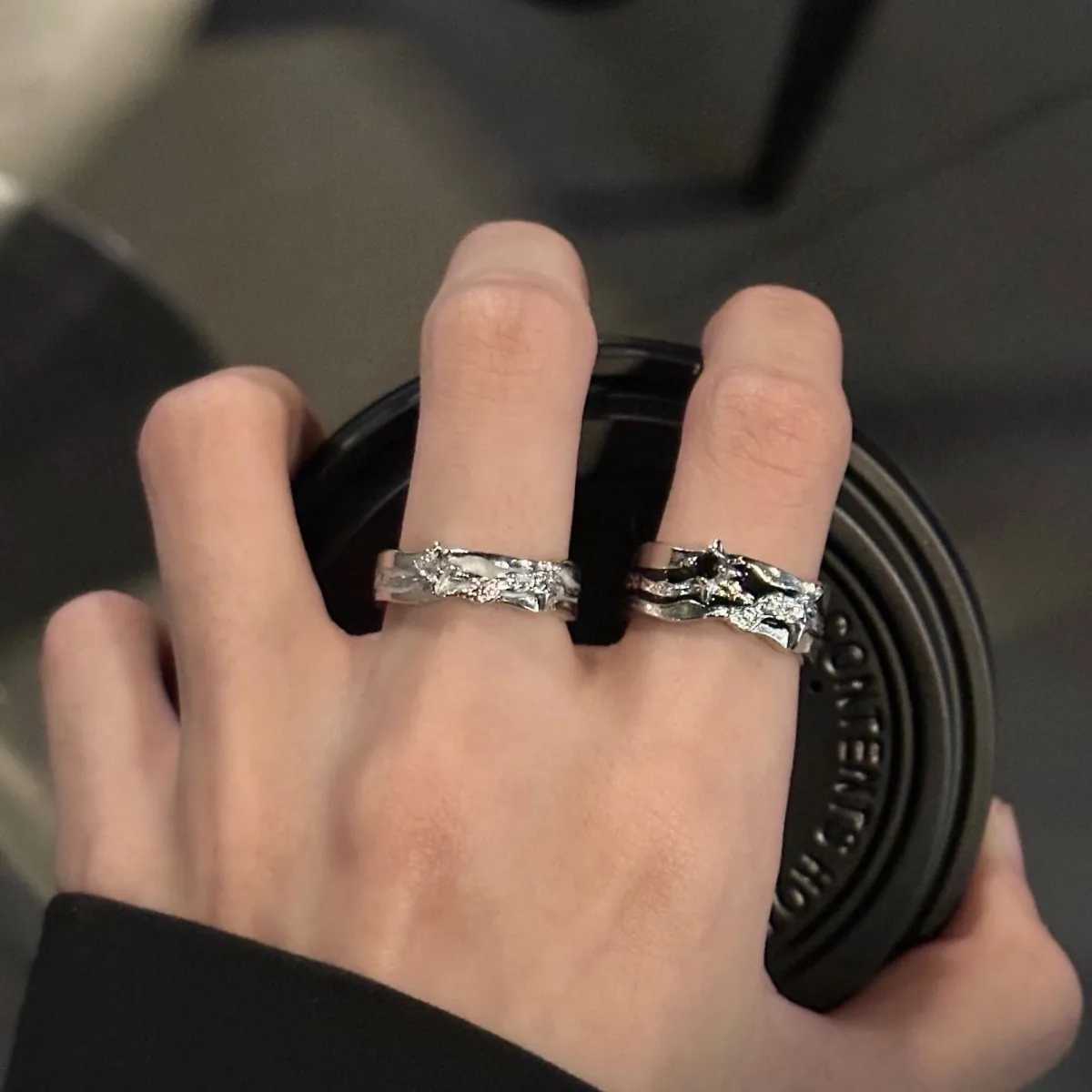 Gothic Dark Wind Starlight Ring for Women and Man Jewelry Star Ring Cold Wind Open Ring Vintage Liquid Punk Jewelry Accessories J251020
