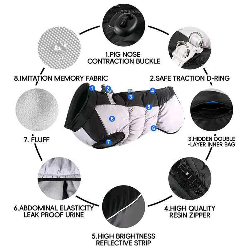 Dog Autumn Winter Warm Thick Fleece Reflective Coat et Vest Waterproof Cotton Padded Clothes for Small Medium Large Dogs C251030