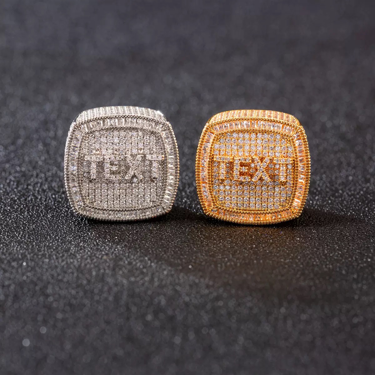 Hip-hop Micro-inlaid Zircon DIY English Name Ring a Unique and Creative Custom-made Jewelry for Men and Women