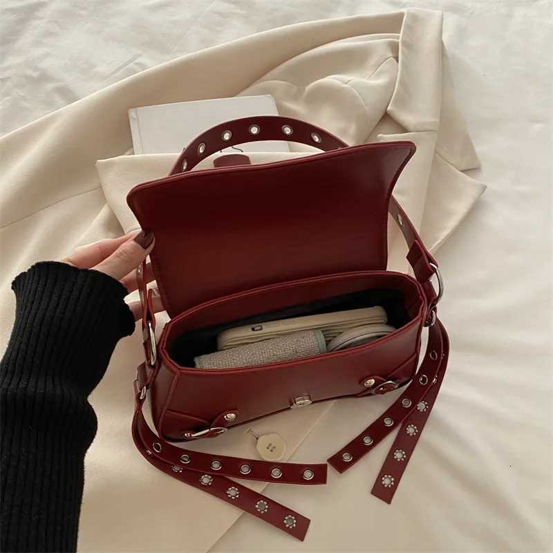 Womens Shoulder Bag Handbag Rivet Punk Armpit Bags Underarm Purse with Buckle For Daily Commutes Or Casual TravelT251020
