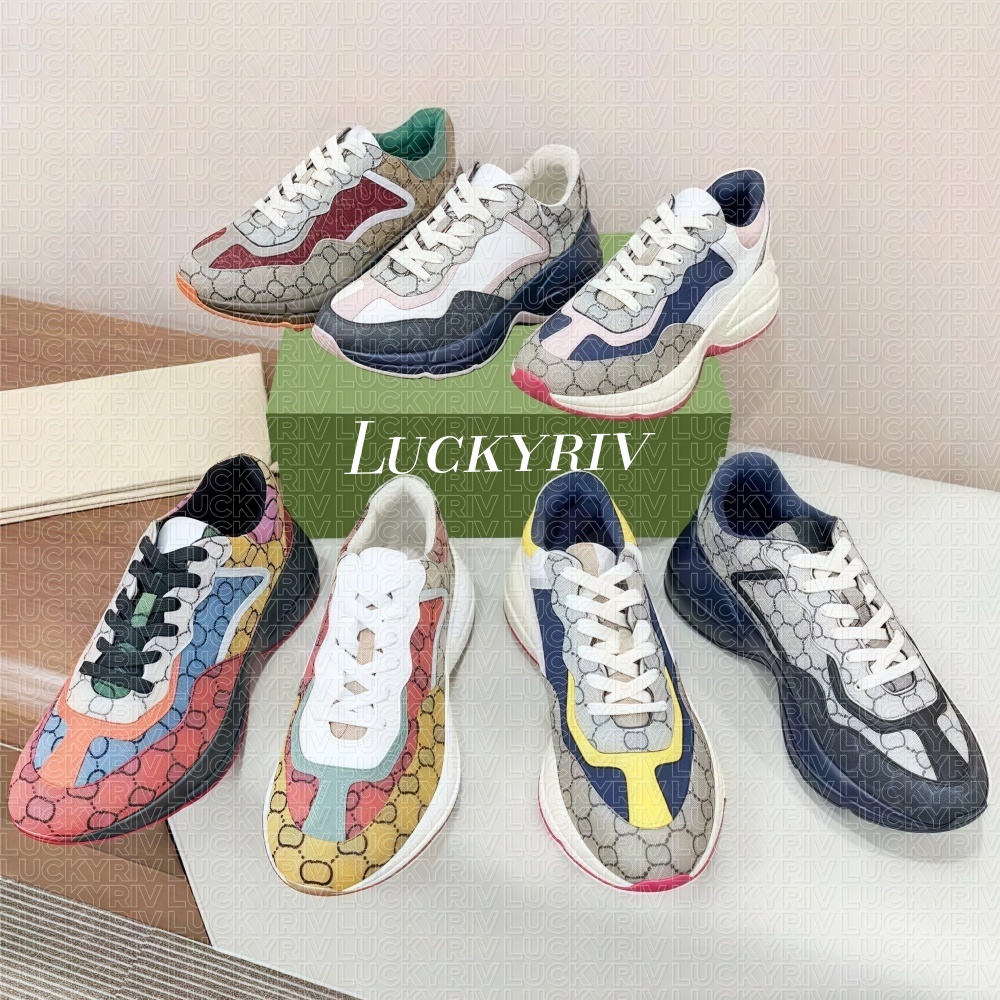 Rhyton Sneakers Designer Shoes Multicolor Trainers Sneakers Beige Men Women Vintage Chaussures Ladies Casual Leather Shoes Sneaker Shoes Sizes 35-46