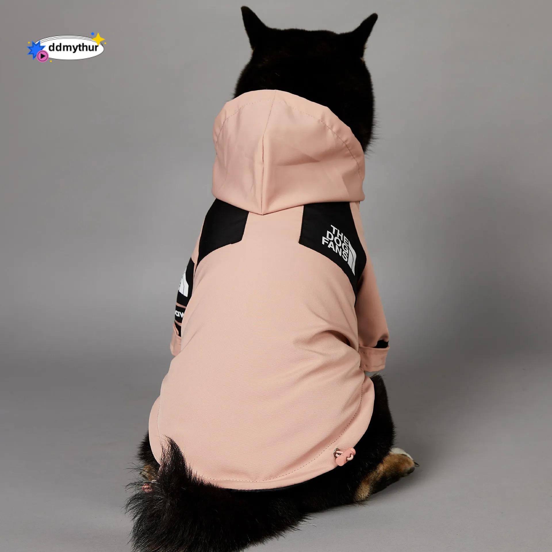 Outdoor Jacket, Warm Coat for Small to Large Dogs, Pink Black Color Dog hooded jacket with Leash Hole, Waterproof Windproof Pet Snow Jacket 5XL A304 d