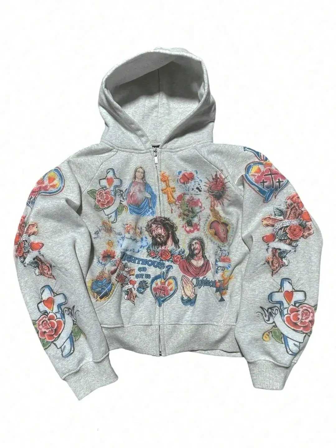 Womens Zip Up Hoodies Jacket Graphic Print Long Sleeve Sweatshirt Jacket with Pocket W251020