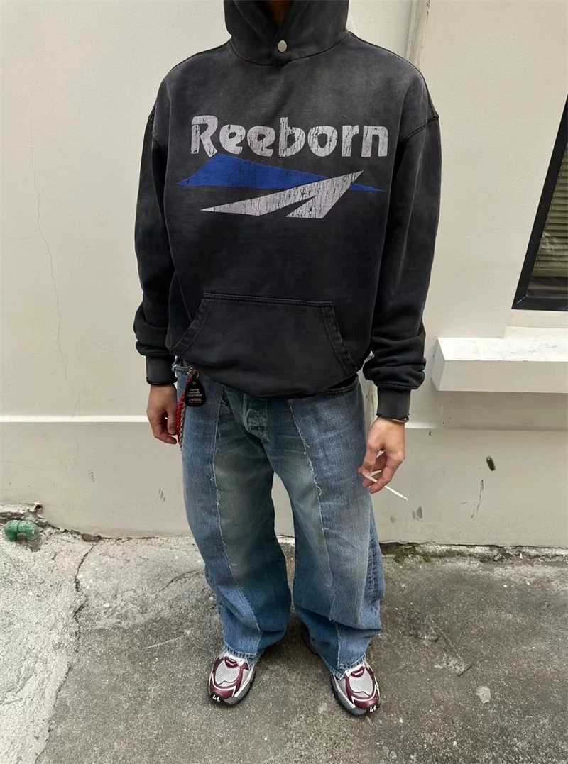 New False Highquality Cracked Letter Printed Hoodie High Street Casual Loose Cotton Oversized Street Rock Hiphop Pop Vintage W251020