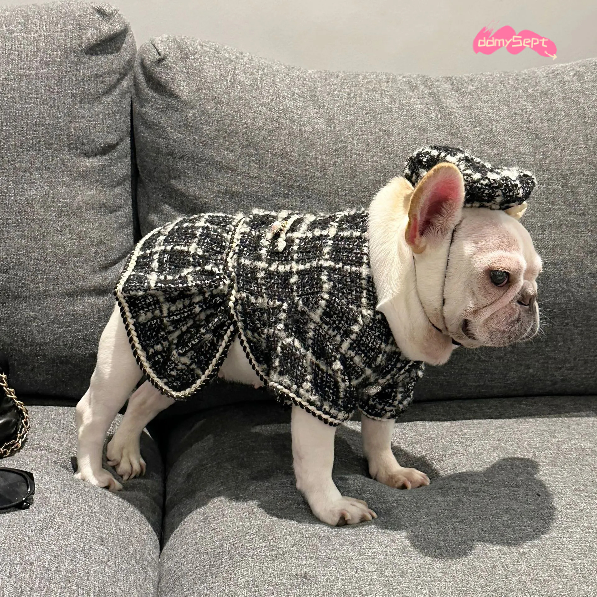 Tweed Princess Dog Dress - Cute Pet Clothes Outfit for Small Dogs, Puppies, Cats, Teacup Yorkie, Chihuahua XL ddmysept