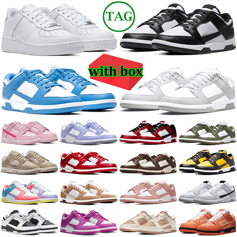 with box designer shoes for men women sports sneakers triple black white navy blue green red pink grey brown mens womens outdoor forc 1 1s duncs low dunsk trainers