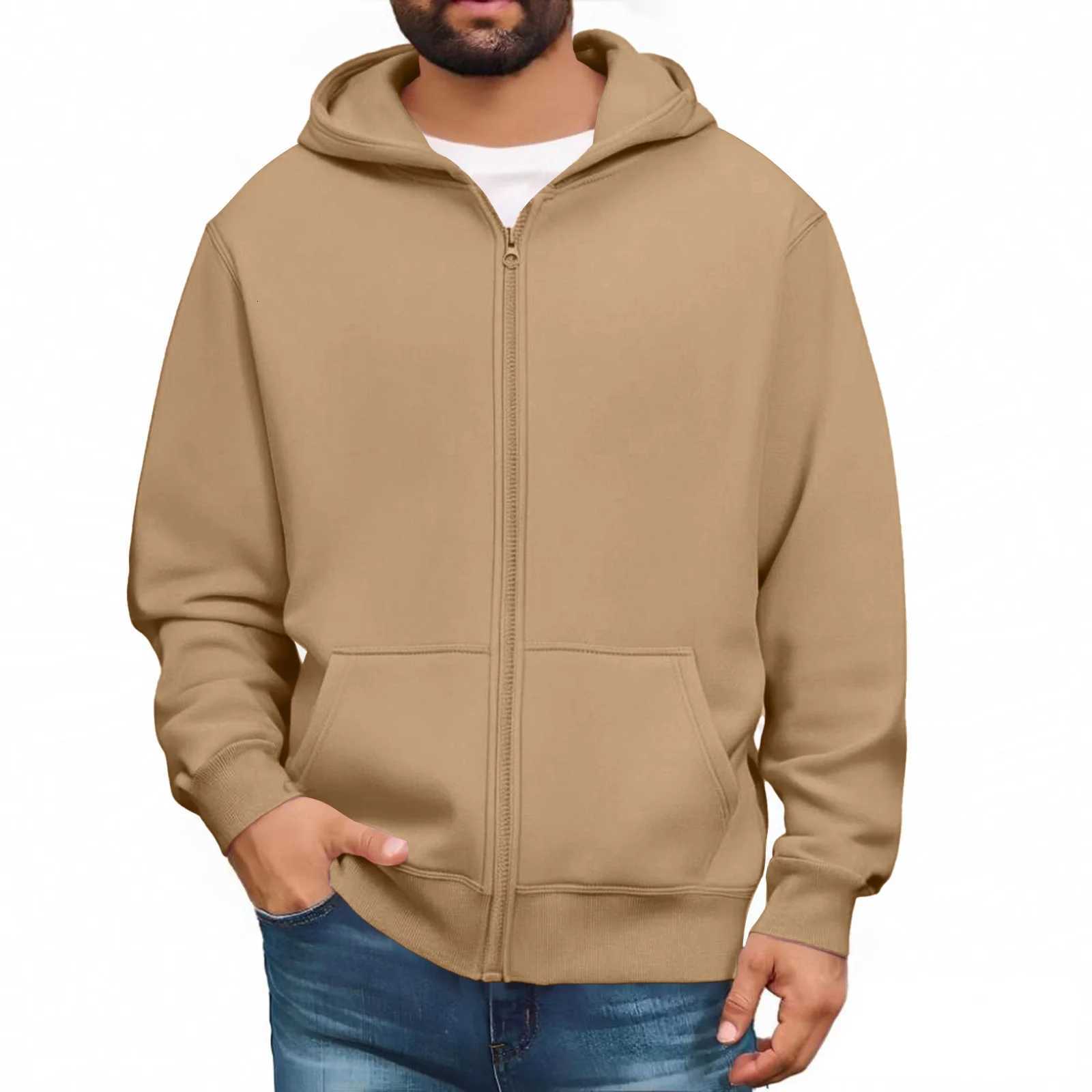 MenS Hooded Sweatshirt Solid Color Simple Jacket Hood Design Top Kangaroo Pockets Daily Wear All Seasons Basic Jacket Daily W251020