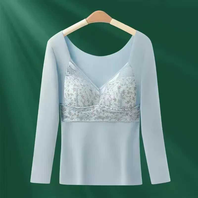 Thermal Shirt Long sleeved Warm Womens Plush Thickened Warm Underwear Brushed De Rong No Trace Heat Insulation Underwear TopT251020