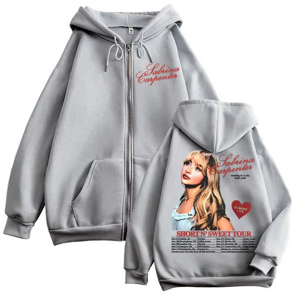 Sabrina Carpenter Short N Sweet Album Merch Zipper Hoodies Fashion Aesthetic Zip Up Sweatshirt Men Women Harajuku Y2k Pullovers W251020