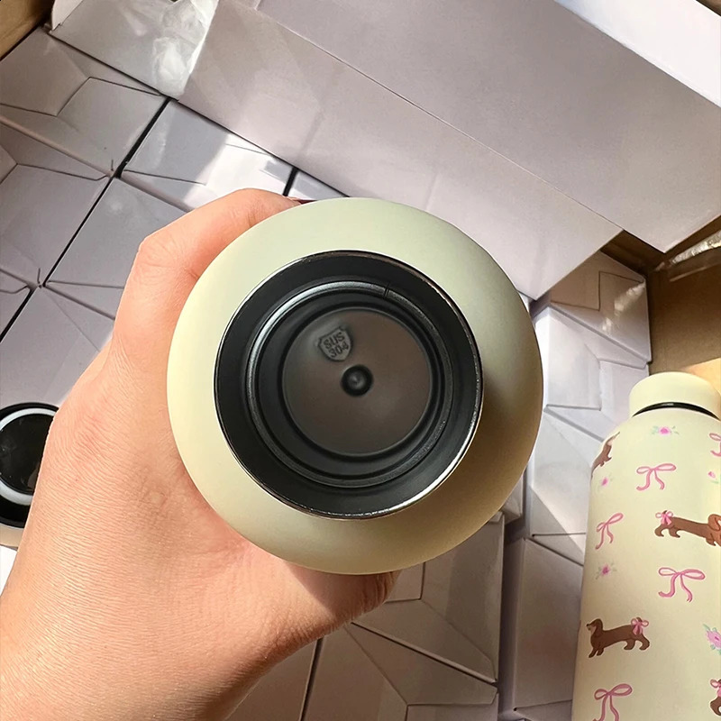 Kawaii Puppy Coffee Tumbler Stainless Steel Thermos Cup Cute Korean Travel Insulated Flask Thermal Water Bottle 500ml 251018 W260226