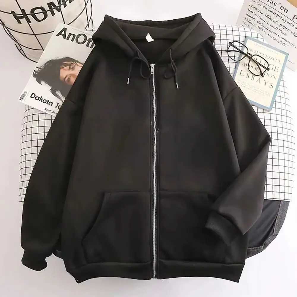 25 High Street Hoodie Men Solid Color Zip Up Long Sleeve Loose Jacket Coats Casual Hooded Sweatshirt Y2K Fashion Outdoor Clothes W251020