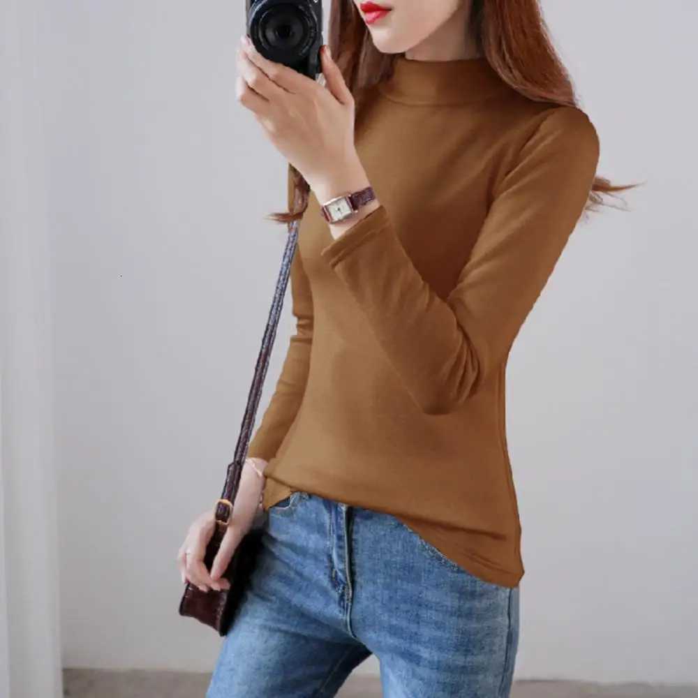 S4XL Autumn Winter Thermal Underwear For Women Inner Plus Velvet Thick Warm Longsleeved Tshirt Highneck Bottoming ShirtT251020