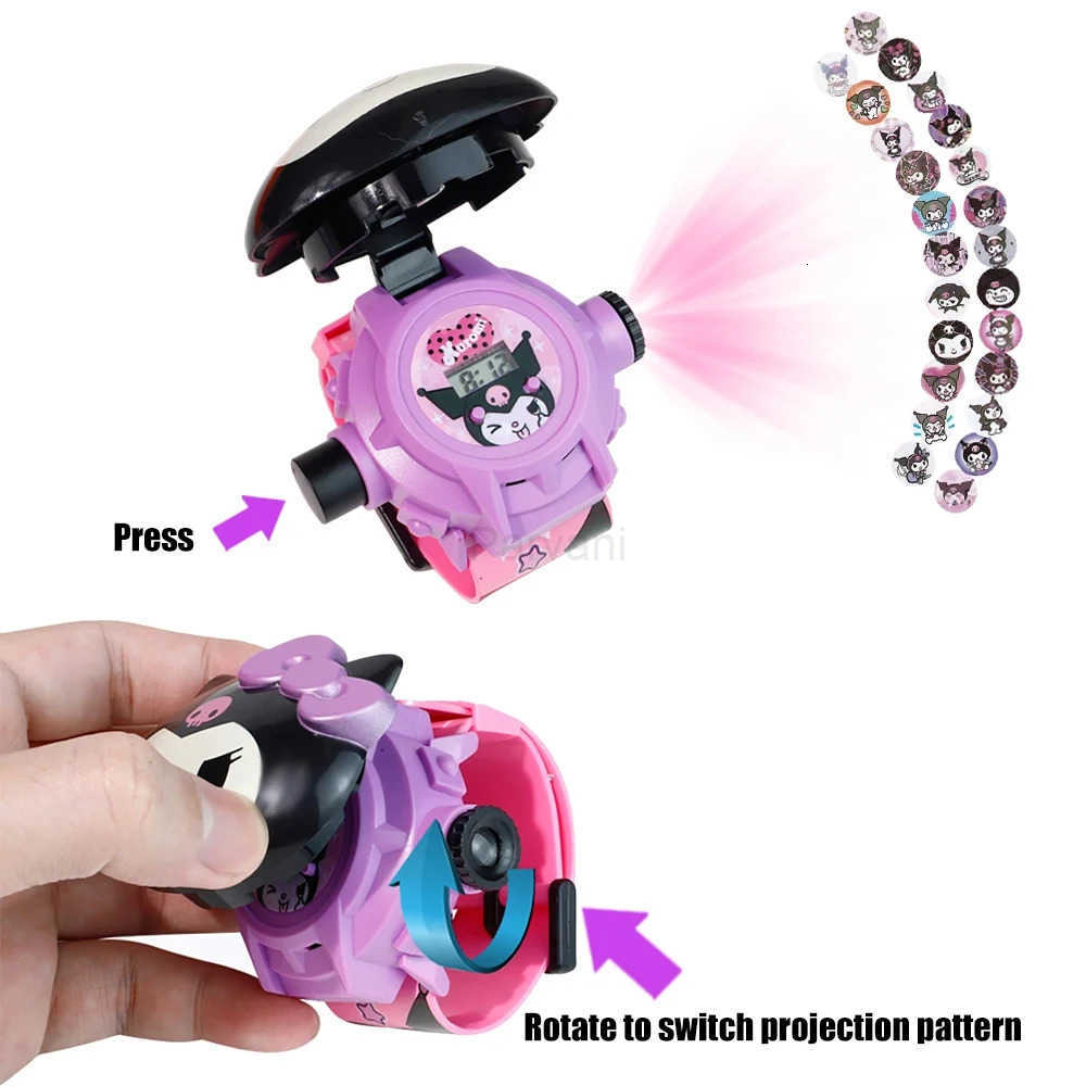 Sanrio Sanrio Hellokitty 3D Projection Digital Watch Cinnamoroll Kuromi Melody Cartoon LED Silica Watchband Electronic Watches Gifts L251020