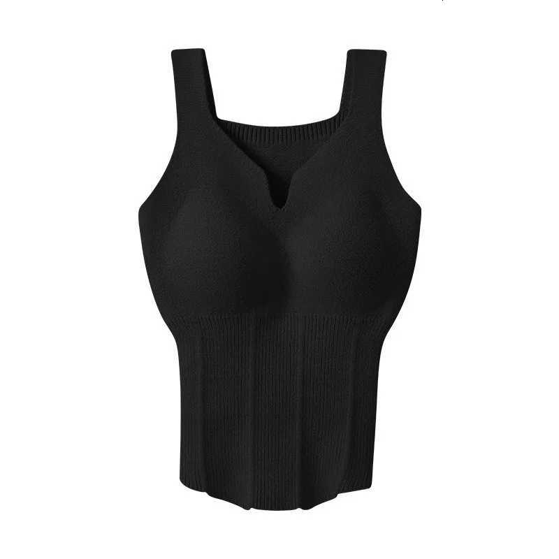 New Womens Highquality Knitted Warm Vest for Autumn Winter Comfortable Breathable with Builtin Chest Cushion Vest UnderwearT251020