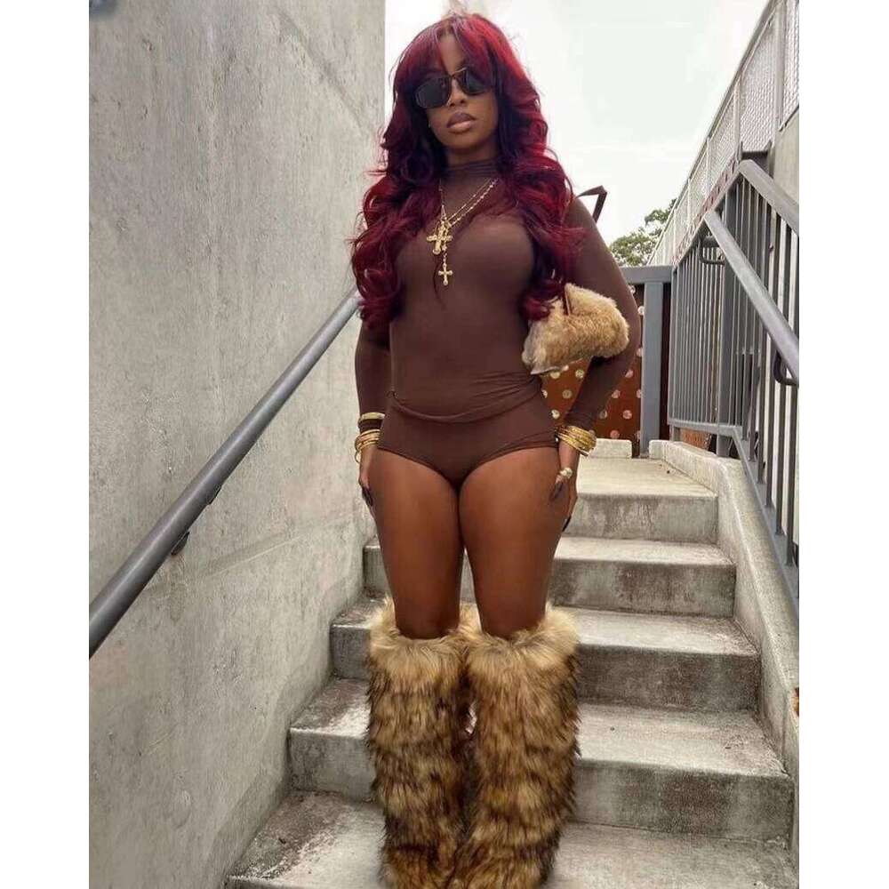 2025 Women Winter Thigh Fluffy Ladies Furry Faux Fox Long Warm Shoes girls New Designer Plush Knee High Fur Boots