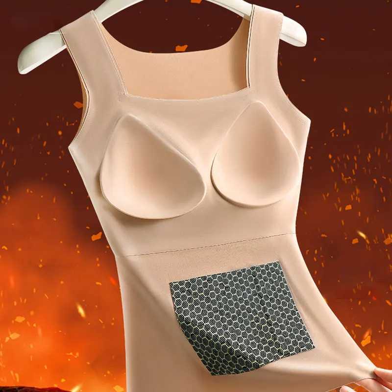Thermal Underwear Winter New Heating Velvet Warm Tank Tops Solid Color Underwear Women Bottoming Wear Slim WaistcoatT251020