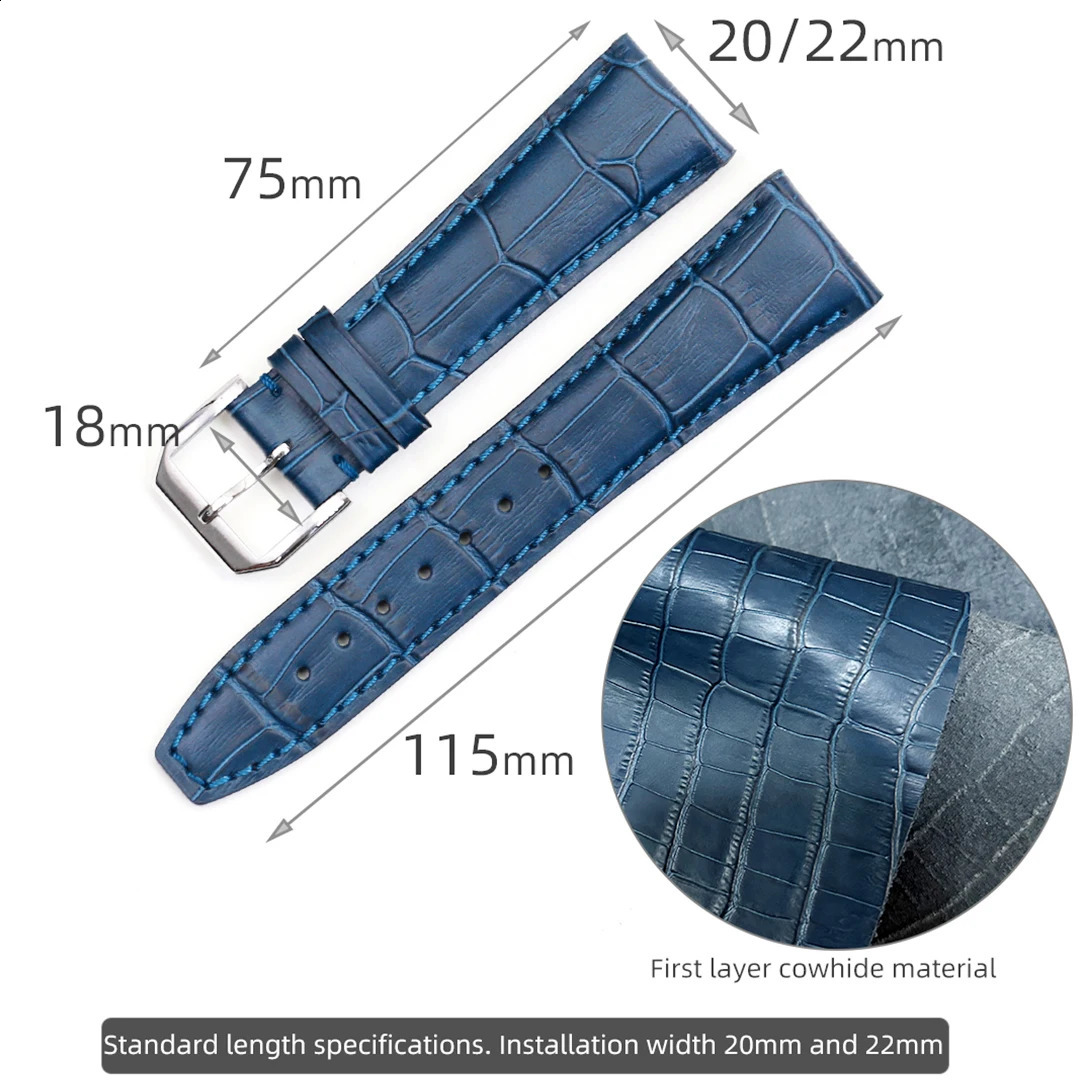 22mm 20mm Genuine Leather Alligator Texture Watch Band for IWC Portofino Mens Watch Soft Comfortable Replacement Strap 251016