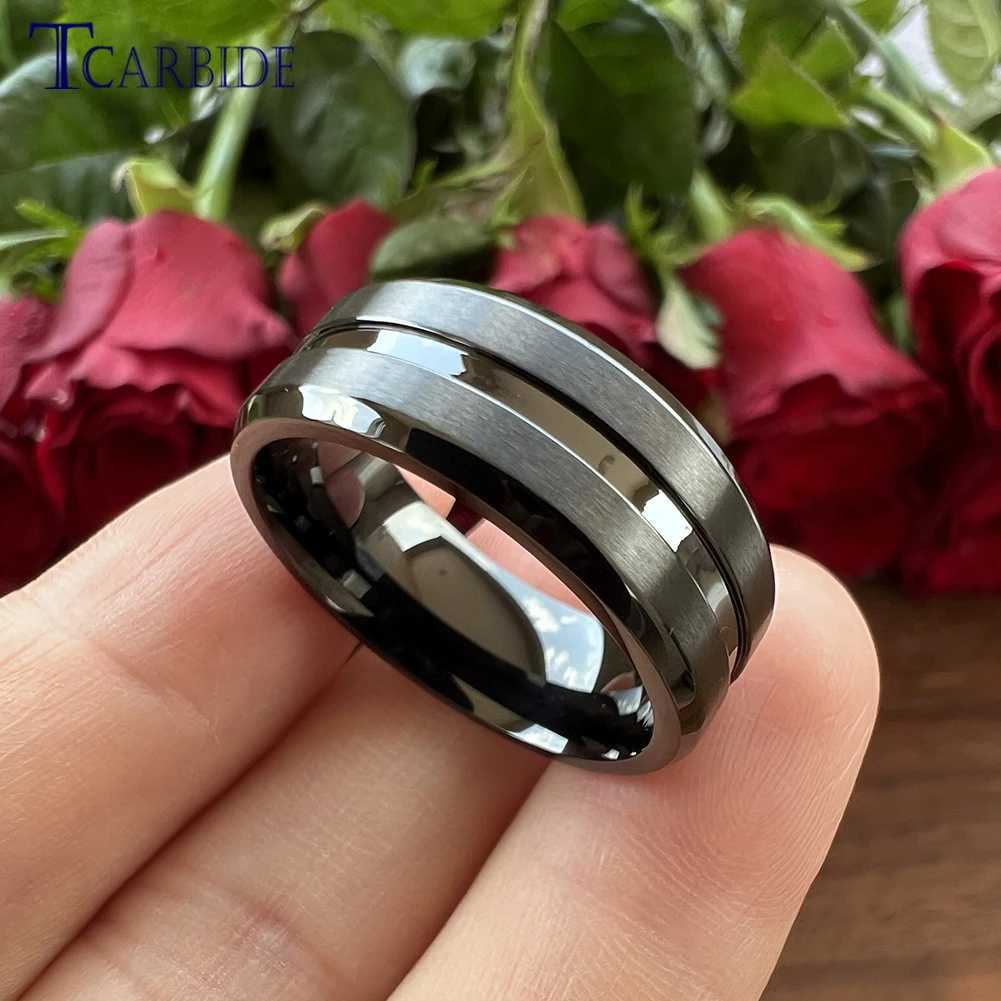 8mm Stainless Steel Wedding Ring Men Women Daily Life Gift Jewelry Grooved Beveled Brushed Comfort Fit J251020