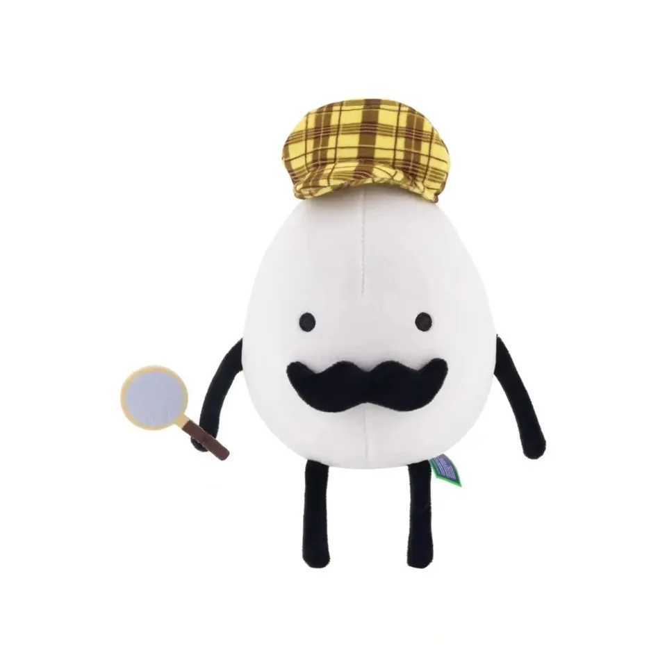 White 25cm Cartoon Detective Egg Plush Pillow Game Peripherals Doll Gift Fans Toys Soft Plush Pillow Toy for Kids J251020