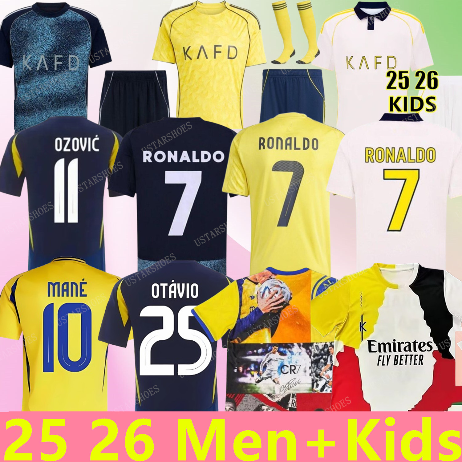25 26 Portuguese ronaldo Ronaldo football shirts Al Nassr FC Soccer Jerseys B.FERNANDES JOAO FeLIX MANE 2025 Riyadh Men kit Portugal Child Shirt Kits Player national