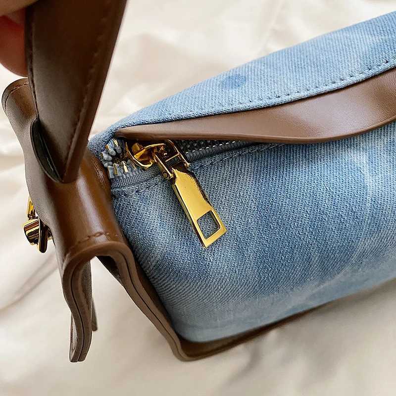2022 Fashion Women Pu Leather Handbag Large Capacity Denim Shoulder Bags For Women Casual Zipper Clutch Phone Sac Crossbody BagsT251020
