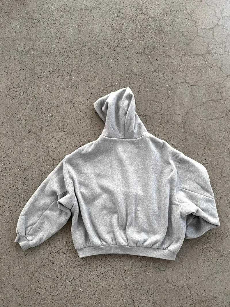 Korean Fashion Simple Gray Double Sided Oversized Zipper Hoodie Women Y2K New Harajuku Gothic Casual Joker Couple Sweatshirt W251020