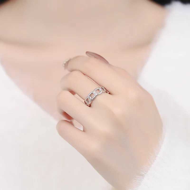 925 Sterling Silver Chain Gold Colour Open Rings For Women Wedding Vintage Luxury Jewelry Accessories J251020