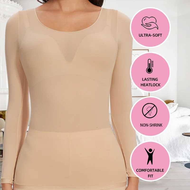 Winter Women Long Sleeve Thermal Underwear Round Neck Lightweight Top Seamless Solid Warm Clothes Comfortable Fall PajamasT251020