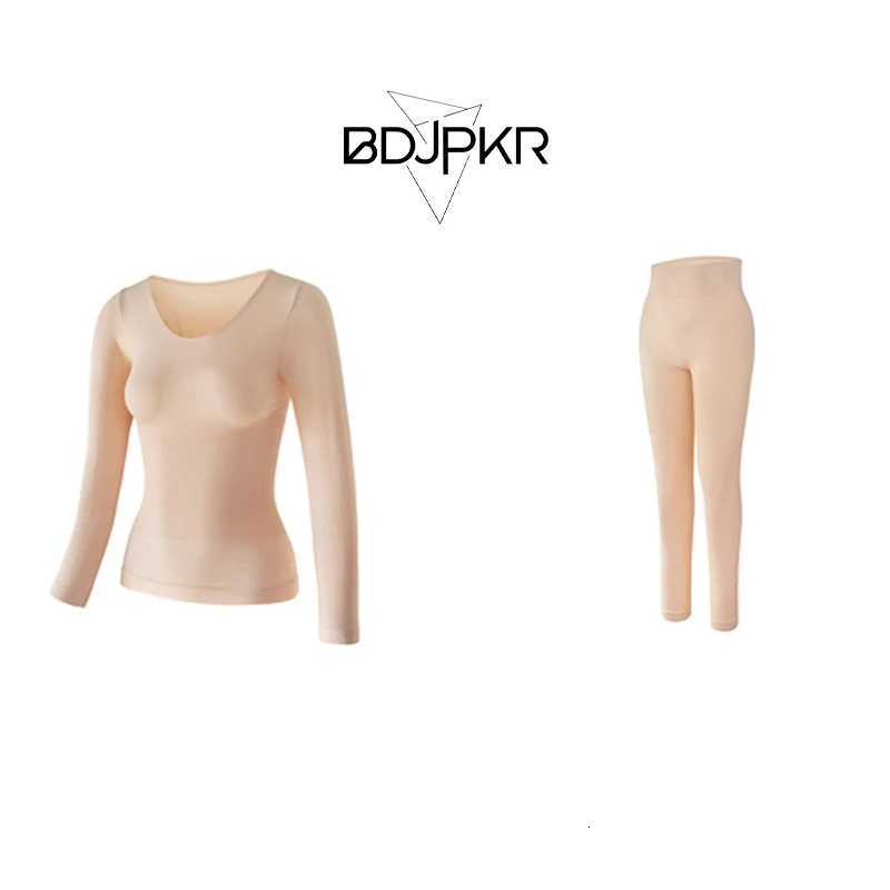Hot And Warm Underwear Womens Set With Hip Lifting Thickened Round Neck High Elasticity And Slim Fit SetT251020
