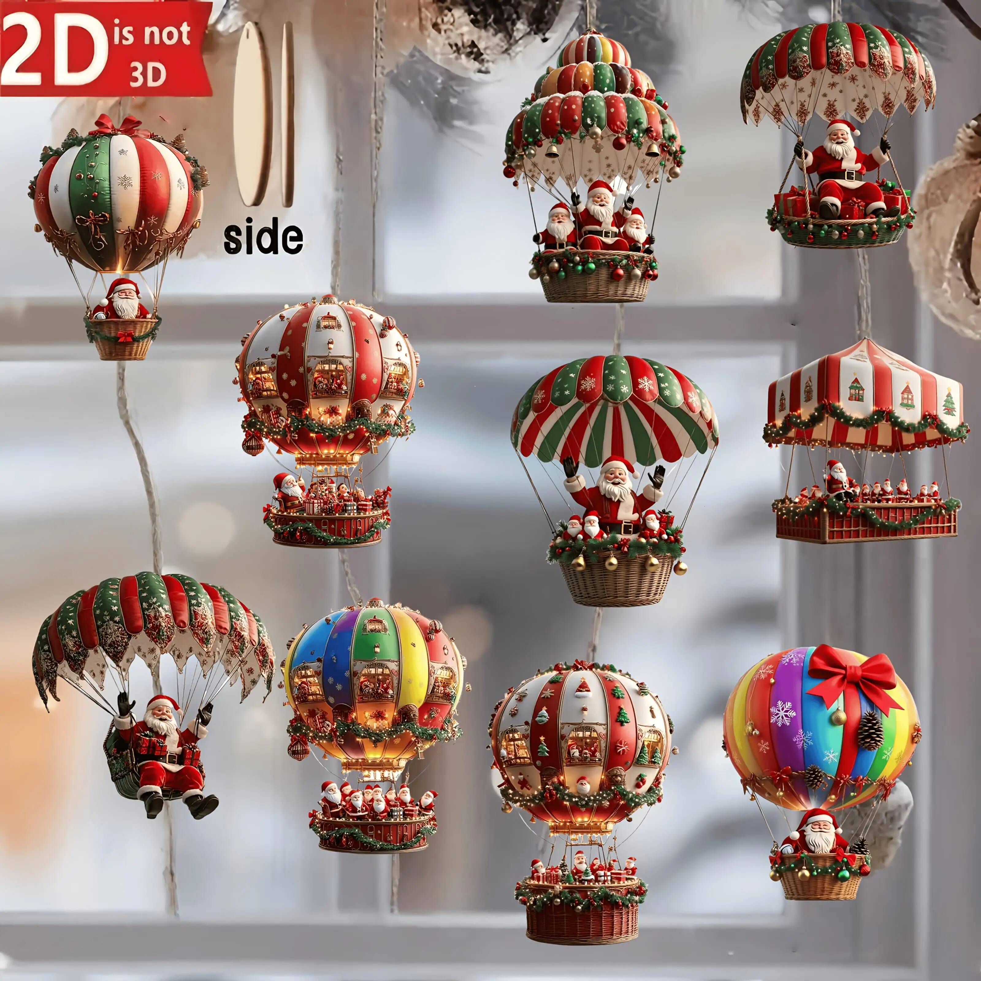 A Set of 10Pcs Santa Claus Parachute Series Handmade Wooden Hanging Ornaments - Perfect Holiday Gift Decoration for Home and Garden ddmynov