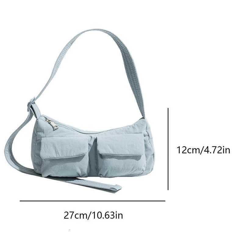 Womens Large Capacity Nylon Crossbody Bag with Zipper Closure Solid Color Casual Shoulder Messenger Hobos for Party VacationT251020