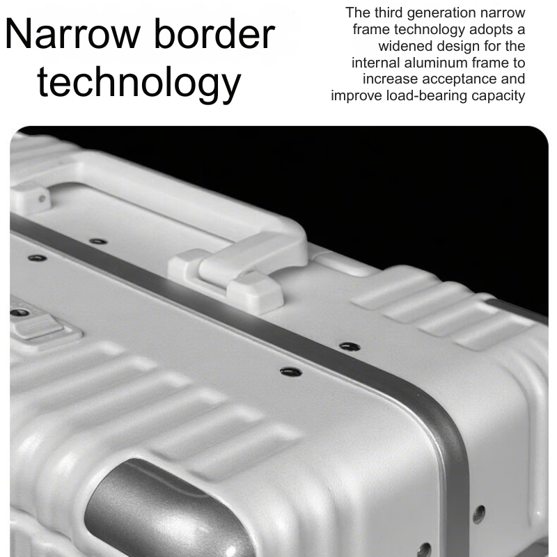 20/24 Inch Front - Opening Wide Handle Luggage, USB Charging & Silent Wheels, Multi - Compartment PC Travel Suitcase (Silver/White/Black) for Business