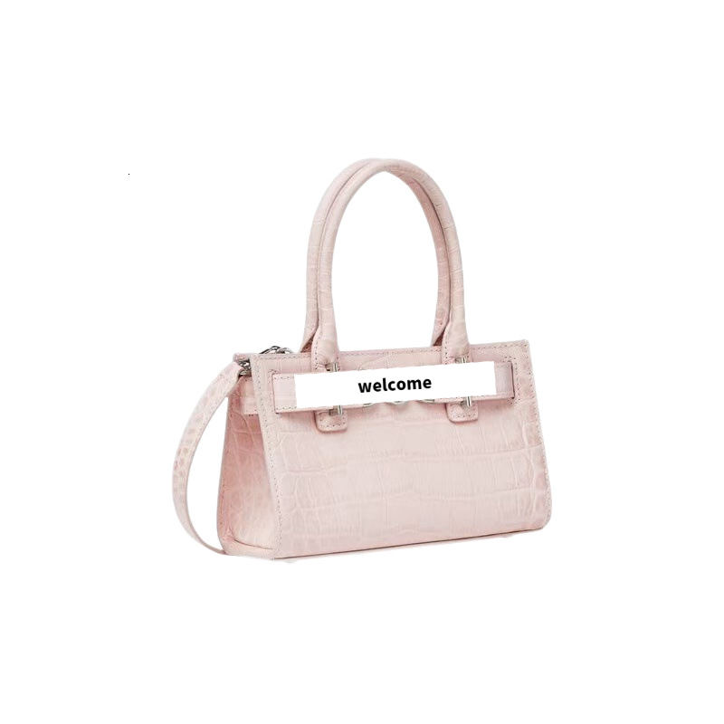 New autumn and winter crocodile pattern pink women's shoulder bag retro style mini designer bag trendy fashion luxury handbag