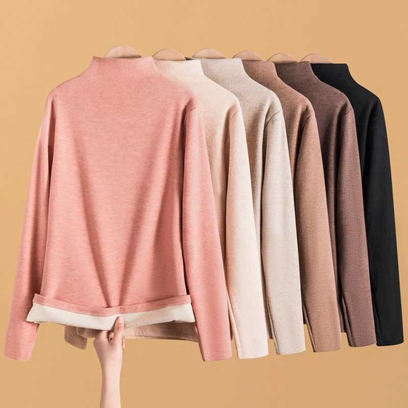Wool Silk Half Turtleneck Thermal Underwear Sets Womens Winter Long Sleeve Shirts High Waist Pants Long Johns Set NightdressT251020