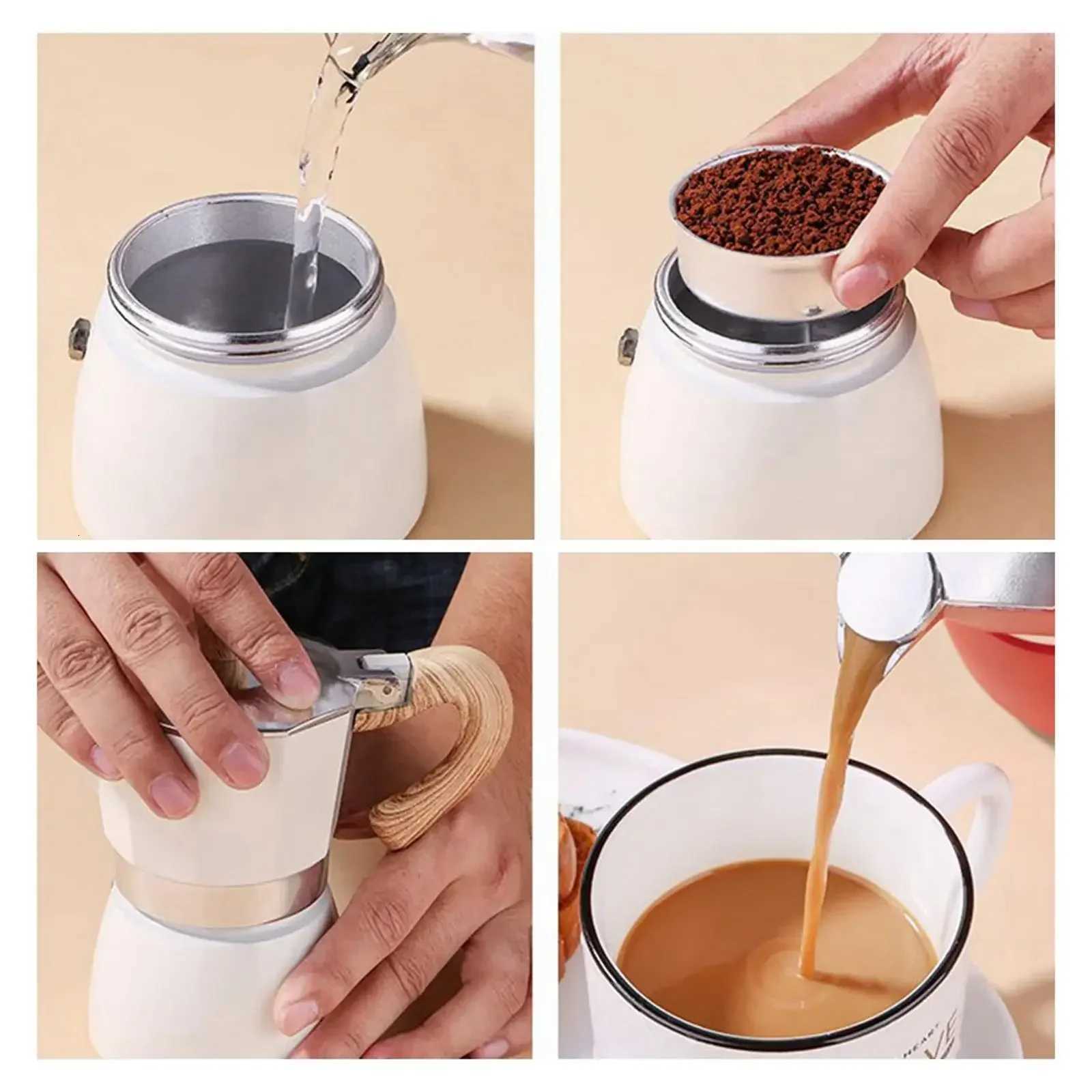 150300ML Premium Aluminum Moka Pot Coffee Maker Handcrafted for Rich Flavor Italian Style for He Outdoor Camping Easy To Use Y251020