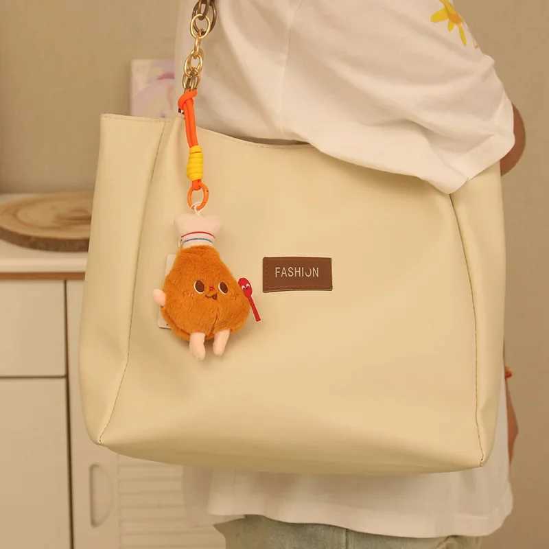 French Fries Burger Plush Keychain Couple Hanging Decor Cute Food Shape Bag Charm For Girls Car Keys Backpack Accessories J251120