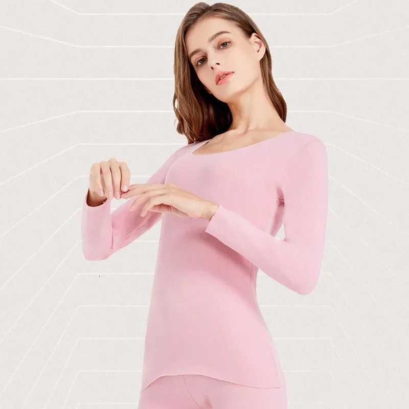 2PCS Womens thermal underwear set seamless fleece and thickened top base layer wearing coldproof long Johns inside autumnT251020