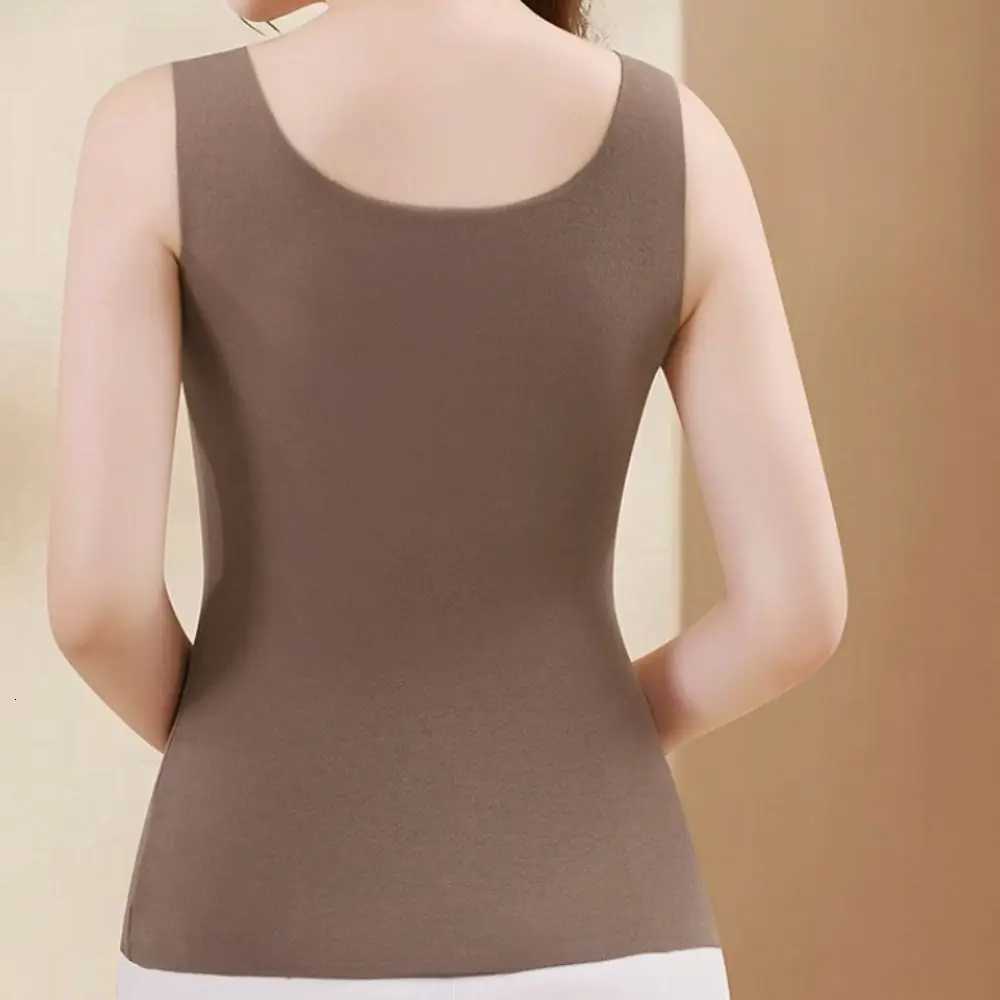 Fashion With Chest Pad Women Thermal Vest Soft Solid Color Sleeveless Vest Slim Oneck Warm Cami Top IndoorT251020