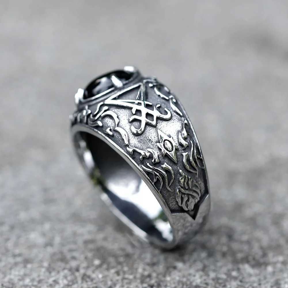 2022 NEW Mens 316L stainlesssteel rings Vintage Lucifer Satan Punk Rock Personality Religion Jewelry Gift free shipping J251020